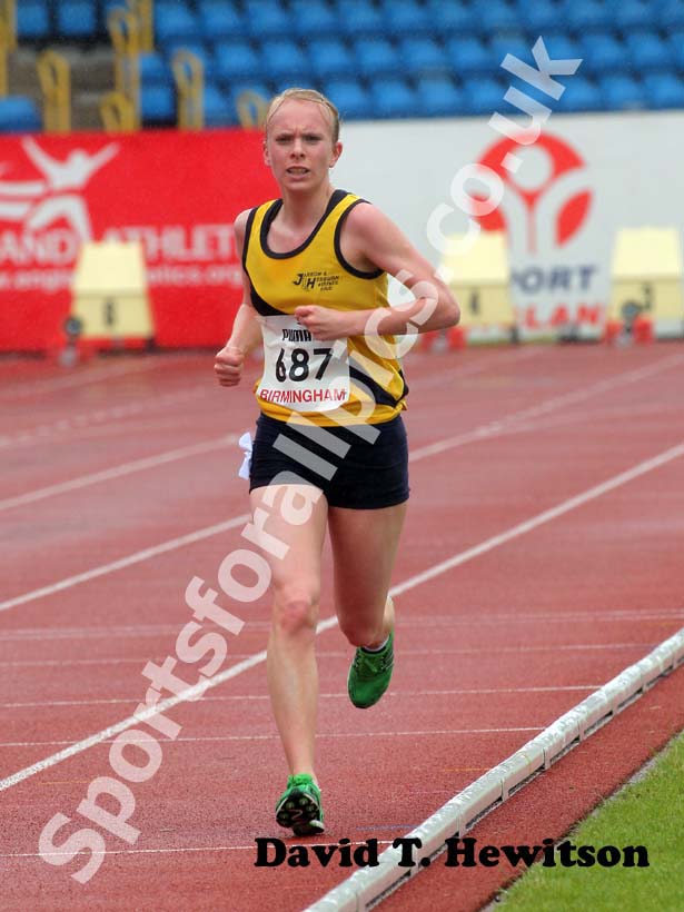 Alex Snook (Jarrow Harriers)  taking part in the 5000 metres at the 2012 England and North Champs.